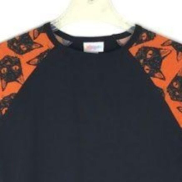 LulaRoe Womens XXS Randy Tee TShirt Cat Print Black Orange 3/4 Sleeve Halloween - Picture 4 of 10